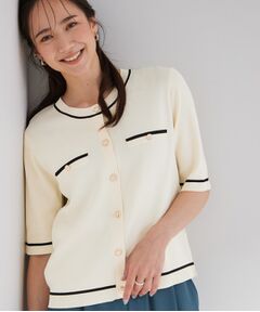 SHOO・LA・RUE / シューラルー カーディガン・ボレロ | 【ひんやり/UV/S-LL/洗濯機可】毛玉になりにくい 配色5分袖カーディガン