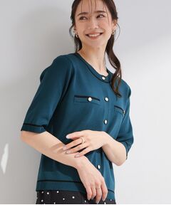 SHOO・LA・RUE / シューラルー カーディガン・ボレロ | 【ひんやり/UV/S-LL/洗濯機可】毛玉になりにくい 配色5分袖カーディガン
