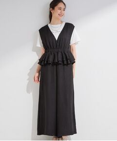 SHOO・LA・RUE / シューラルー サロペット・オールインワン | 【S-LL/洗濯機可】ラクにキレイに Vネックペプラムオールインワン