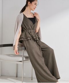 SHOO・LA・RUE / シューラルー サロペット・オールインワン | 【S-LL/洗濯機可】ラクにキレイに Vネックペプラムオールインワン