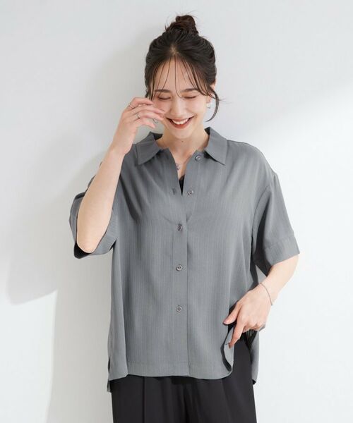 SHOO・LA・RUE / シューラルー シャツ・ブラウス | 【ひんやり/S-LL】さらり快適 洗濯後しわになりにくい とろみストライプシャツ | 詳細1
