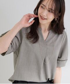 SHOO・LA・RUE / シューラルー シャツ・ブラウス | 【洗濯後しわになりにくい／インせずきまる】麻調ハシゴレーススキッパーブラウス
