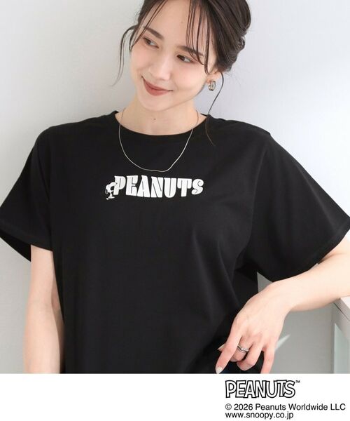 SHOO・LA・RUE / シューラルー Tシャツ | 【PEANUTS】ひんやりプリントTシャツ（ブラック(419)）