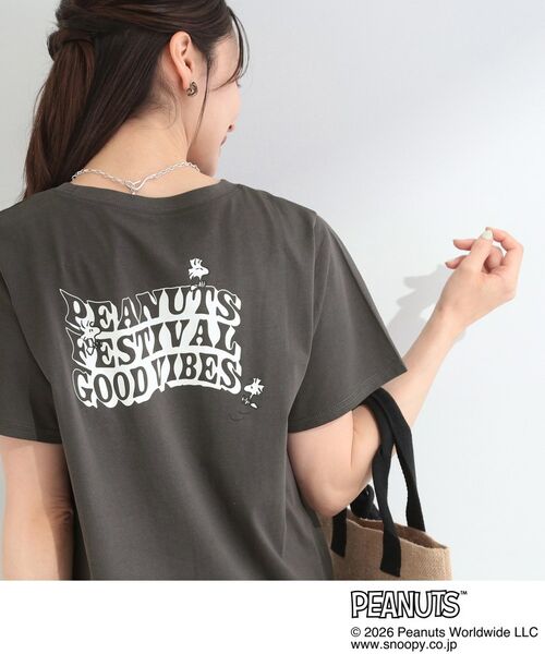 SHOO・LA・RUE / シューラルー Tシャツ | 【PEANUTS】ひんやりプリントTシャツ（チャコールグレー(614)）