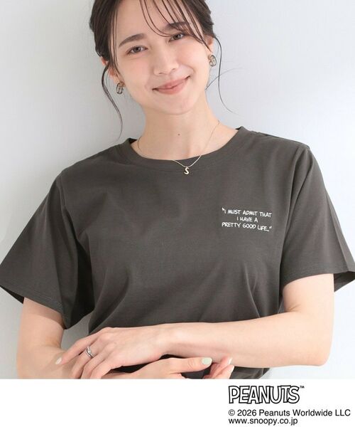 SHOO・LA・RUE / シューラルー Tシャツ | 【PEANUTS】ひんやりプリントTシャツ（チャコールグレー(214)）