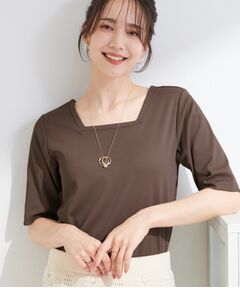 SHOO・LA・RUE / シューラルー カットソー | 【ひんやり/前後2WAY/S-LL/洗濯機可】着回しやすい 5分袖テレコトップス