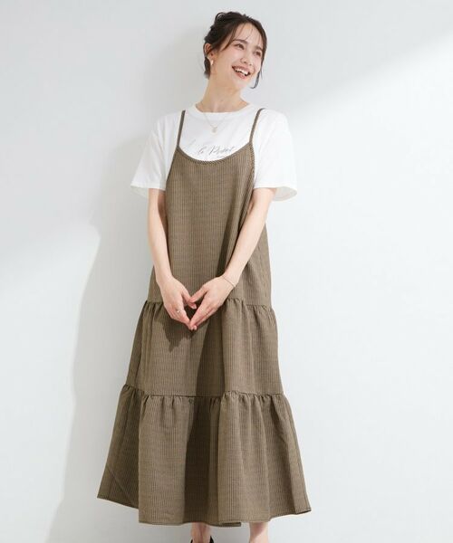 SHOO・LA・RUE / シューラルー ロング・マキシ丈ワンピース | 【S-LL/洗濯機可】ほんのり甘いチェック柄 ティアードキャミワンピース | 詳細5