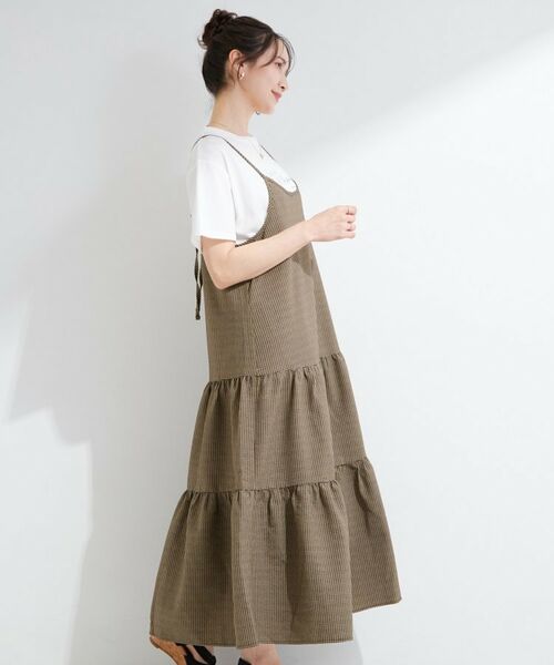 SHOO・LA・RUE / シューラルー ロング・マキシ丈ワンピース | 【S-LL/洗濯機可】ほんのり甘いチェック柄 ティアードキャミワンピース | 詳細6