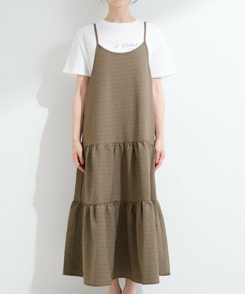 SHOO・LA・RUE / シューラルー ロング・マキシ丈ワンピース | 【S-LL/洗濯機可】ほんのり甘いチェック柄 ティアードキャミワンピース | 詳細9