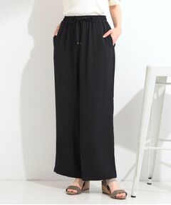 SHOO・LA・RUE / シューラルー ショート・ハーフ・半端丈パンツ | 【着丈選べる／ひんやり／洗濯後しわになりにくい】ジャカードストライプ リラクシーイージーパンツ