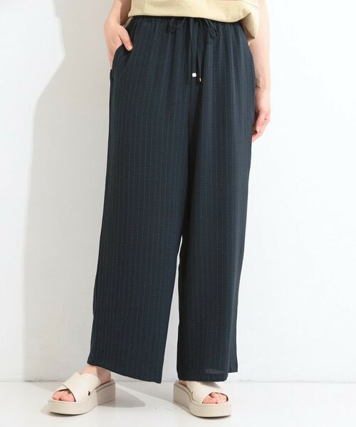SHOO・LA・RUE / シューラルー ショート・ハーフ・半端丈パンツ | 【着丈選べる/ひんやり/洗濯後しわになりにくい】ジャカードストライプ リラクシーイージーパンツ | 詳細9