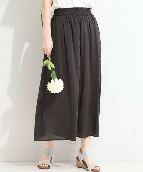 SHOO・LA・RUE / シューラルー ショート・ハーフ・半端丈パンツ | 【裏地ひんやり】さらさらガウチョパンツ(ブラック(019))