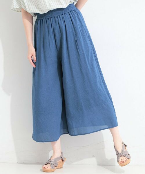 SHOO・LA・RUE / シューラルー ショート・ハーフ・半端丈パンツ | 【裏地ひんやり】さらさらガウチョパンツ(ブルー(092))