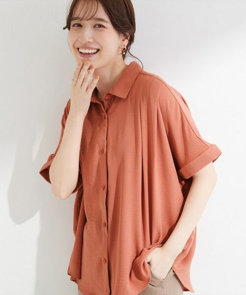 SHOO・LA・RUE / シューラルー シャツ・ブラウス | 肩タックデザイン前あきシャツ（オレンジ(066)）