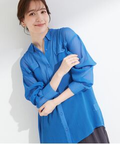 SHOO・LA・RUE / シューラルー シャツ・ブラウス | シアー楊柳 ダブルポケットオーバーサイズシャツ