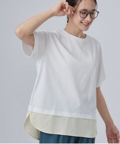 SHOO・LA・RUE / シューラルー カットソー | 【ひんやり/体型カバー/S-LL】インせず着られる 異素材ドッキングTシャツ