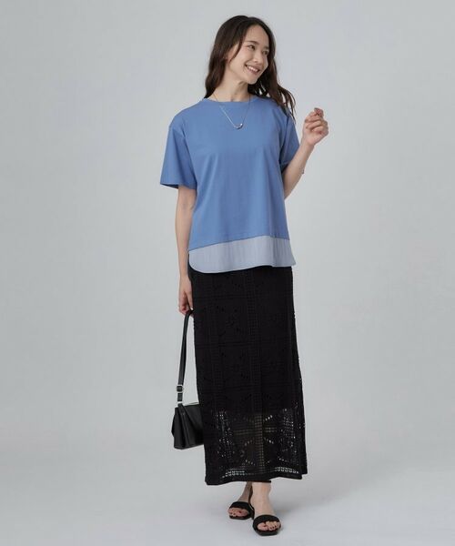 SHOO・LA・RUE / シューラルー カットソー | 【ひんやり/体型カバー/S-LL】インせず着られる 異素材ドッキングTシャツ | 詳細11