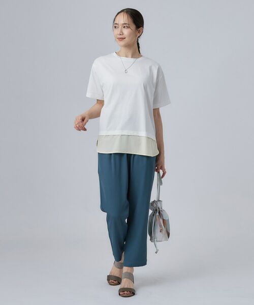 SHOO・LA・RUE / シューラルー カットソー | 【ひんやり/体型カバー/S-LL】インせず着られる 異素材ドッキングTシャツ | 詳細3