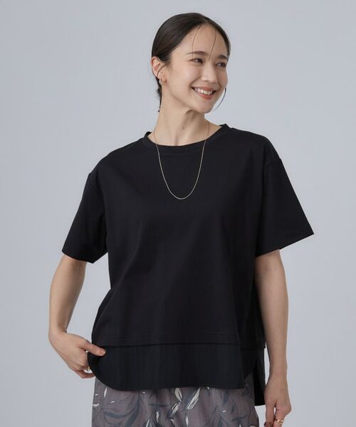 SHOO・LA・RUE / シューラルー カットソー | 【ひんやり/体型カバー/S-LL】インせず着られる 異素材ドッキングTシャツ | 詳細5