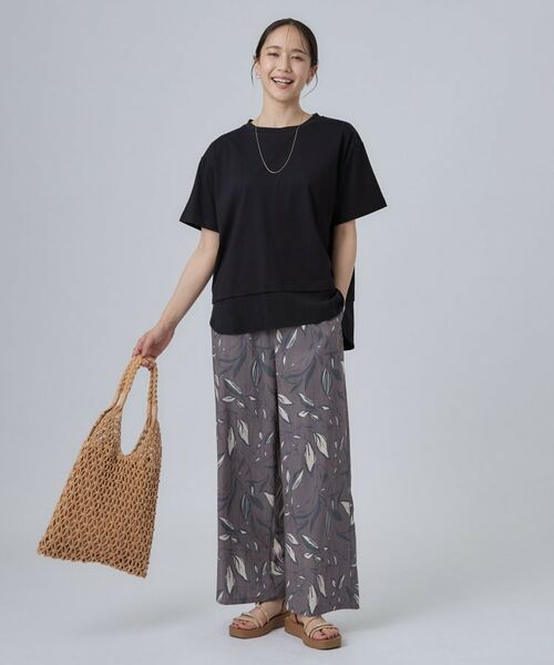 SHOO・LA・RUE / シューラルー カットソー | 【ひんやり/体型カバー/S-LL】インせず着られる 異素材ドッキングTシャツ | 詳細7