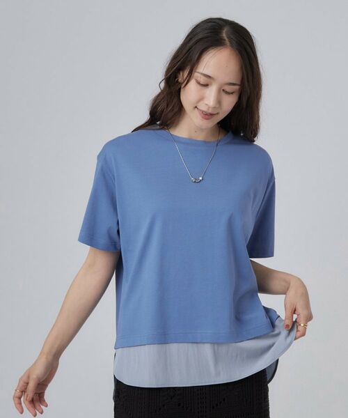 SHOO・LA・RUE / シューラルー カットソー | 【ひんやり/体型カバー/S-LL】インせず着られる 異素材ドッキングTシャツ | 詳細9