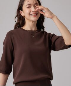 SHOO・LA・RUE / シューラルー ニット・セーター | 【ガンガン洗える/ひんやり/UV/毛玉になりにくい】上半身すっきり 二の腕見せない5分袖ニット