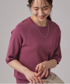 SHOO・LA・RUE / シューラルー ニット・セーター | 【ガンガン洗える/ひんやり/UV/毛玉になりにくい】上半身すっきり 二の腕見せない5分袖ニット