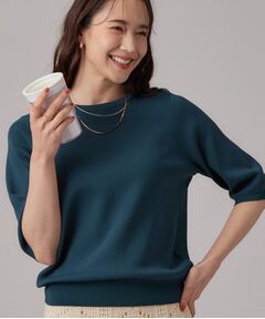 SHOO・LA・RUE / シューラルー ニット・セーター | 【ガンガン洗える/ひんやり/UV/毛玉になりにくい】上半身すっきり 二の腕見せない5分袖ニット