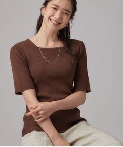 SHOO・LA・RUE / シューラルー ニット・セーター | 【毛玉になりにくい/洗濯機可/S-LL】お顔まわりをシャープに。5分袖スクエアトップス
