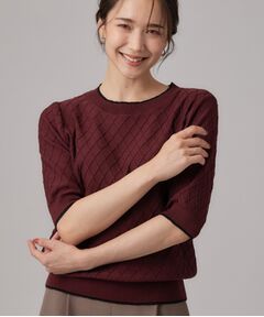 SHOO・LA・RUE / シューラルー ニット・セーター | ダイヤ柄ハーフ袖ニット
