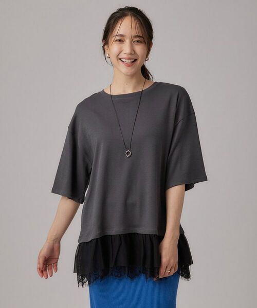 SHOO・LA・RUE / シューラルー カットソー | ひんやり裾レースTシャツ | 詳細1
