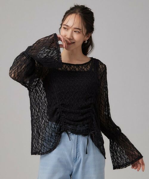 SHOO・LA・RUE / シューラルー カットソー | レイヤードスタイルに活躍する レースシャーリングトップス | 詳細5