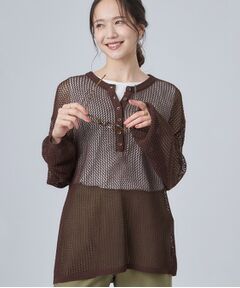 SHOO・LA・RUE / シューラルー その他トップス | 【2点セット/洗濯機可/S-LL】ヘンリーネックメッシュニット+タンクトップセット