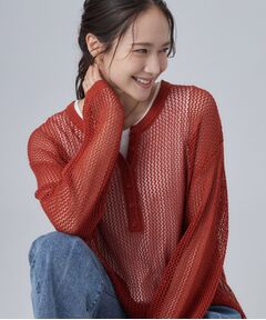 SHOO・LA・RUE / シューラルー その他トップス | 【2点セット/洗濯機可/S-LL】ヘンリーネックメッシュニット+タンクトップセット