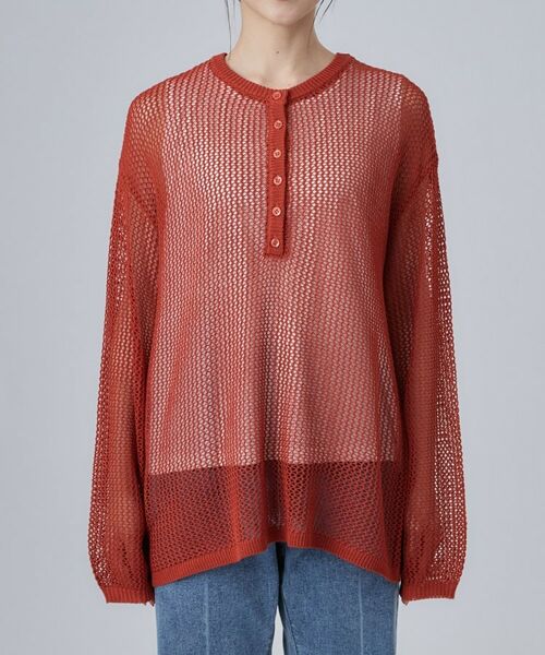 SHOO・LA・RUE / シューラルー その他トップス | 【2点セット/洗濯機可/S-LL】ヘンリーネックメッシュニット+タンクトップセット | 詳細13
