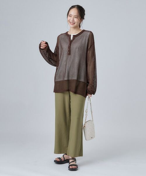 SHOO・LA・RUE / シューラルー その他トップス | 【2点セット/洗濯機可/S-LL】ヘンリーネックメッシュニット+タンクトップセット | 詳細7