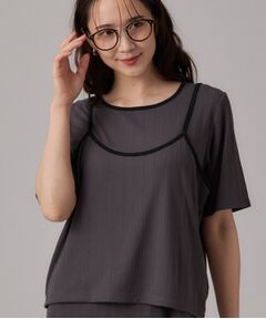 SHOO・LA・RUE / シューラルー その他トップス | 細見えランダムテレコ 配色キャミセット