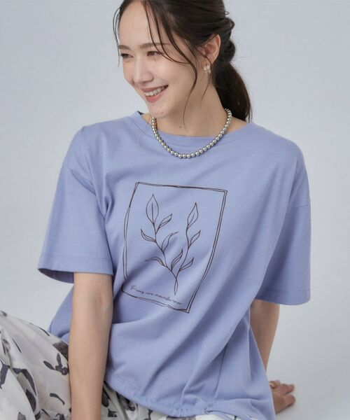 SHOO・LA・RUE / シューラルー Tシャツ | ひんやり裾シャーリングプリントTシャツアソート（ブルー(091)）
