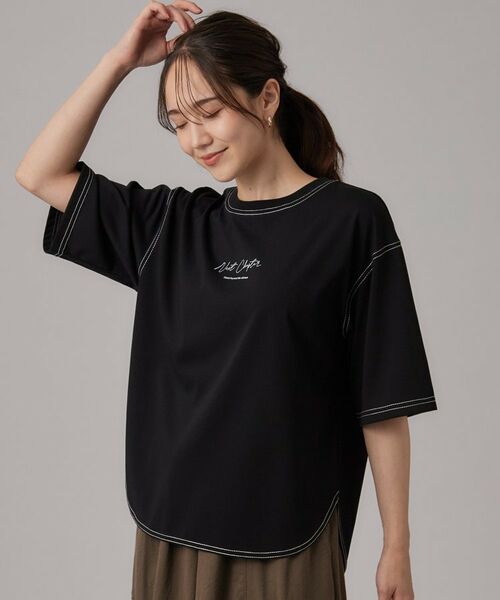 SHOO・LA・RUE / シューラルー カットソー | 【体型カバー】インせず着られる 配色ステッチロゴTシャツ | 詳細5