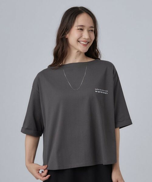 SHOO・LA・RUE / シューラルー カットソー | 【ひんやり/体型カバー】首元すっきり ゆるバックギャザーTシャツ | 詳細1