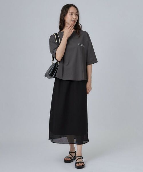 SHOO・LA・RUE / シューラルー カットソー | 【ひんやり/体型カバー】首元すっきり ゆるバックギャザーTシャツ | 詳細3