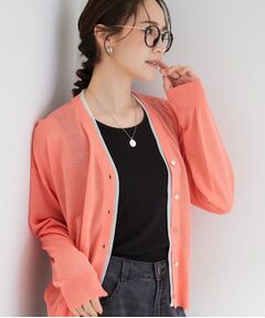 SHOO・LA・RUE / シューラルー カーディガン・ボレロ | 【洗濯機可/S-LL】配色シフォン襟でサマ見え 上品シアーカーディガン