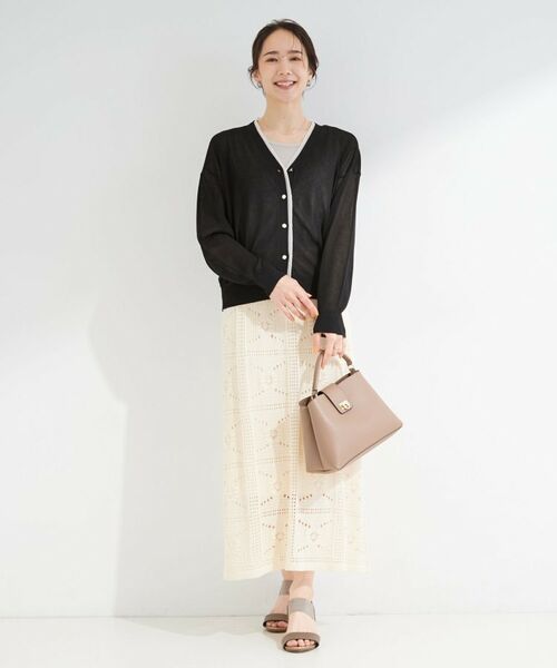 SHOO・LA・RUE / シューラルー カーディガン・ボレロ | 【洗濯機可/S-LL】配色シフォン襟でサマ見え 上品シアーカーディガン | 詳細3