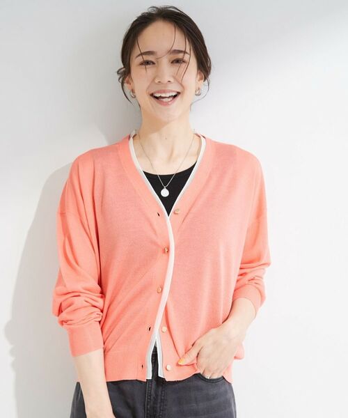 SHOO・LA・RUE / シューラルー カーディガン・ボレロ | 【洗濯機可/S-LL】配色シフォン襟でサマ見え 上品シアーカーディガン | 詳細9