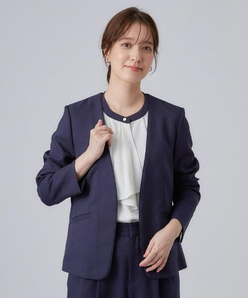 SHOO・LA・RUE / シューラルー ノーカラージャケット | 【セットアップ可/通勤/洗濯機可/SS-LL】女性らしく決まる カラーレスジャケット | 詳細8
