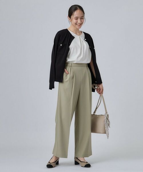 SHOO・LA・RUE / シューラルー パンツ | 【洗濯後しわになりにくい/S-LL】前後のセンタープレスできれい見え タック入りワイドパンツ | 詳細11