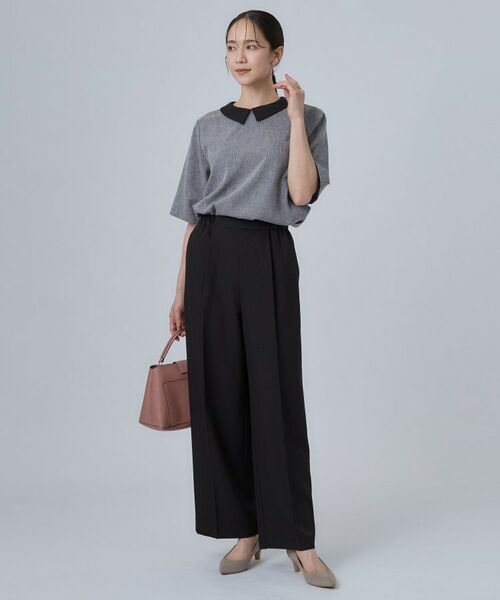 SHOO・LA・RUE / シューラルー パンツ | 【洗濯後しわになりにくい/S-LL】前後のセンタープレスできれい見え タック入りワイドパンツ | 詳細3