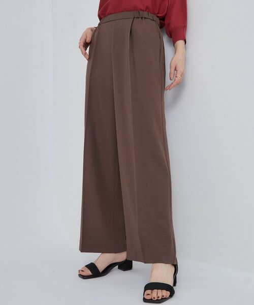 SHOO・LA・RUE / シューラルー パンツ | 【洗濯後しわになりにくい/S-LL】前後のセンタープレスできれい見え タック入りワイドパンツ(ブラウン(043))
