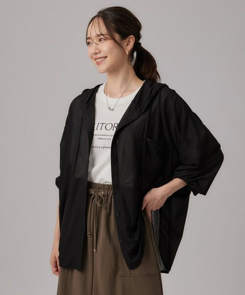 SHOO・LA・RUE / シューラルー パーカー | 【洗濯機可/体型カバー】程よい透け感の ゆるシルエットシア―シャツ | 詳細5
