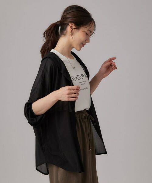 SHOO・LA・RUE / シューラルー パーカー | 【洗濯機可/体型カバー】程よい透け感の ゆるシルエットシア―シャツ | 詳細6